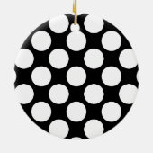 大きなレトロドット – 白と黒 セラミックオーナメント (裏面)