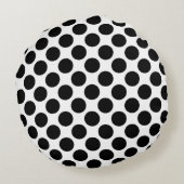 大きなレトロドット – 白黒 ラウンドクッション (裏面)