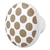 大きなレトロドット – taupe tanと白 セラミックノブ (右)