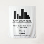 大きなロゴとソーシャルメディアの背景 タペストリー (正面)