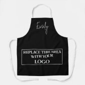 大きなロゴスタッフ名ブラックまたは任意の色 エプロン (正面)