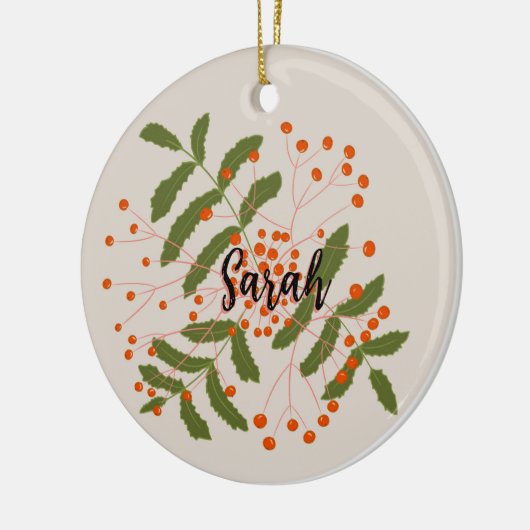 大きなローワン赤い果実 セラミックオーナメント (左)