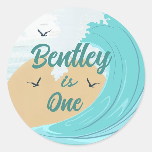 大きなワンウェーブカップケーキの好意ステッカー ラウンドシール (正面)