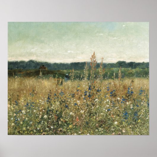 大きなヴィンテージ植物性フローラの葉の緑 ポスター (正面)