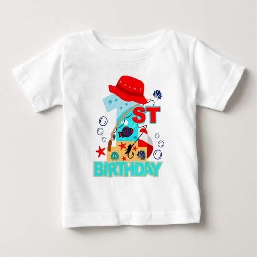 大きな一匹のO魚の仲間 |最初の誕生日 ベビーTシャツ (正面)