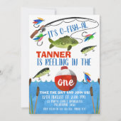 大きな一匹を釣り上げて　ファーストバースデー招待状 招待状 (正面)