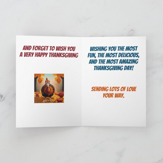 大きな七面鳥の感謝祭ではないおもしろい カード (内部)