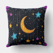 大きな三日月と多数の星 クッション (裏面)