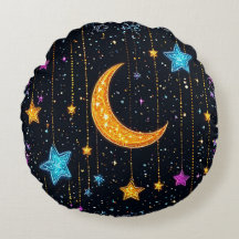 大きな三日月と多数の星