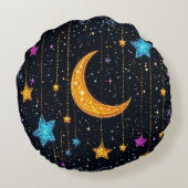 大きな三日月と多数の星 ラウンドクッション (裏面)