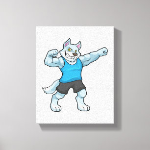 大きな上腕を持つボディビルダーとしてのウルフ キャンバスプリント