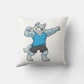 大きな上腕を持つボディビルダーとしてのウルフ クッション (裏面)