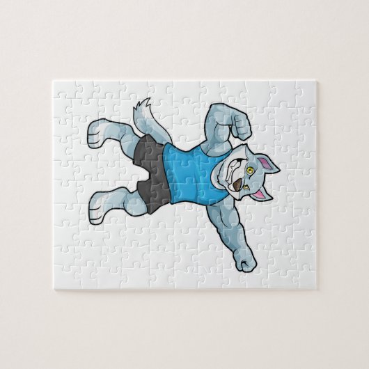 大きな上腕を持つボディビルダーとしてのウルフ ジグソーパズル (横)