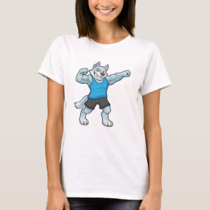 大きな上腕を持つボディビルダーとしてのウルフ Tシャツ