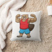 大きな上腕を持つボディビルダーとしてのビーバー クッション (ブランケット)