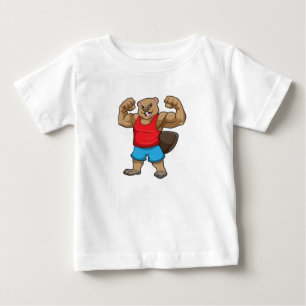 大きな上腕を持つボディビルダーとしてのビーバー ベビーTシャツ