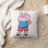 大きな上腕を持つボディビルダーとしての豚 クッション (ブランケット)