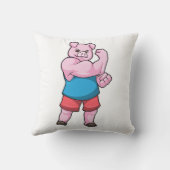 大きな上腕を持つボディビルダーとしての豚 クッション (裏面)