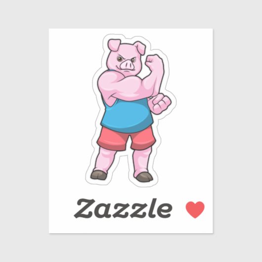 大きな上腕を持つボディビルダーとしての豚 シール (シート)