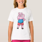 大きな上腕を持つボディビルダーとしての豚 Tシャツ (正面)