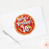 大きな丸いピザ誕生日パーティステッカー ラウンドシール (封筒)