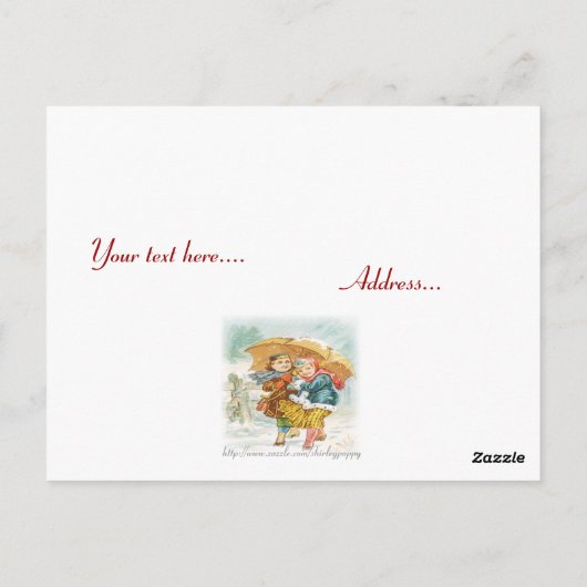 大きな傘の下の二人 ポストカード (裏面)