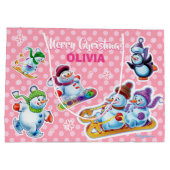 大きな光沢のある抱き枕ウィンター·ワンダーランド·スノーフォーク ラージペーパーバッグ (裏面)