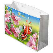 大きな光沢のある抱き枕ラディバグフレンドリー&フラワー ラージペーパーバッグ (裏面アングル)