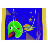 大きな光沢のある「マキンバブルズ」抱き枕 ラージペーパーバッグ (正面)