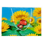 大きな光沢抱き枕の眠いヒマワリ ラージペーパーバッグ (裏面)