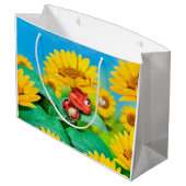 大きな光沢抱き枕の眠いヒマワリ ラージペーパーバッグ (裏面アングル)