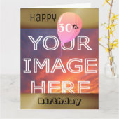 大きな写パーソナライズされた真誕生日 カード (黄色い花)