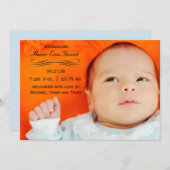 大きな写真が盛ん – 誕生のお知らせ 案内状 (正面/裏面)