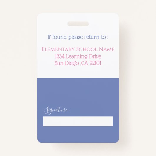 大きな写真とスクールスタッフIDバッジ バッジ (裏面)