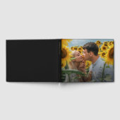 大きな写真と金ゴールドの文字結婚黒の ゲストブック (全面)