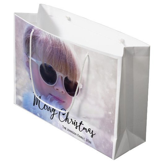 大きな写真メリークリスマス抱き枕 ラージペーパーバッグ (正面アングル)