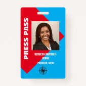 大きな写真I.D.プレスパス バッジ (正面)