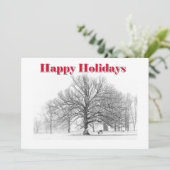 大きな冬のシーンのホリデーカード 白いリボン(フラット) シーズンカード (スタンド正面)