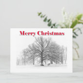 大きな冬のシーンクリスマスカードホワイトボウ(フラット) シーズンカード (スタンド正面)