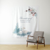 大きな冬の鹿の葉 水彩 結婚式 ウェディング タペストリー (インサイチュ)