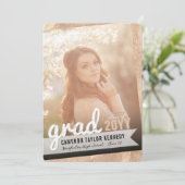 大きな卒業証書の落書き　ブロンズ箔　卒業パーティー 招待状 (スタンド正面)