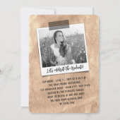 大きな卒業証書の落書き　ブロンズ箔　卒業パーティー 招待状 (裏面)