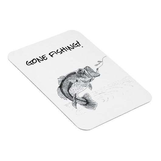 大きな口の付いたベースで消えた魚釣りのサイン マグネット (右側)