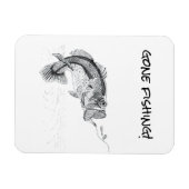 大きな口の付いたベースで消えた魚釣りのサイン マグネット (横)