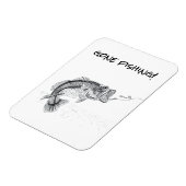 大きな口の付いたベースで消えた魚釣りのサイン マグネット (左側)