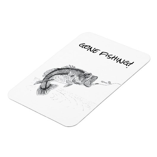 大きな口の付いたベースで消えた魚釣りのサイン マグネット (左側)