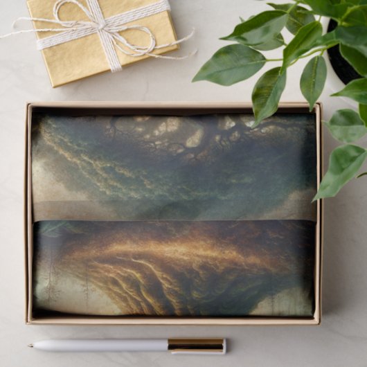 大きな古いオークの木の魅惑素朴の森結婚の 薄葉紙 (ギフト)