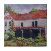 大きな古い放棄されたホワイトハウスとつる植物 タイル (正面)