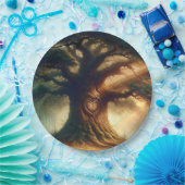 大きな古い樺の木に魅せられた素朴な森のウェディング ペーパープレート (パーティー)