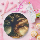 大きな古い樺の木に魅せられた素朴な森のウェディング ペーパープレート (パーティー)